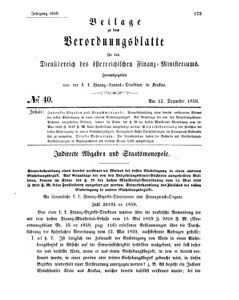 Verordnungsblatt für den Dienstbereich des K.K. Finanzministeriums für die im Reichsrate Vertretenen Königreiche und Länder 18591212 Seite: 1