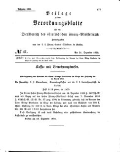 Verordnungsblatt für den Dienstbereich des K.K. Finanzministeriums für die im Reichsrate Vertretenen Königreiche und Länder 18591221 Seite: 1