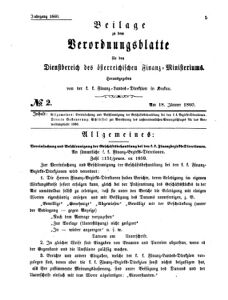 Verordnungsblatt für den Dienstbereich des K.K. Finanzministeriums für die im Reichsrate Vertretenen Königreiche und Länder 18600118 Seite: 1