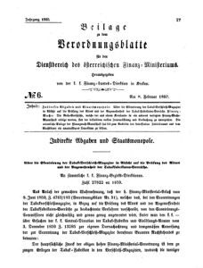 Verordnungsblatt für den Dienstbereich des K.K. Finanzministeriums für die im Reichsrate Vertretenen Königreiche und Länder 18600208 Seite: 1