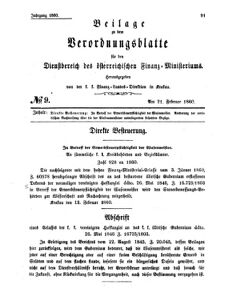 Verordnungsblatt für den Dienstbereich des K.K. Finanzministeriums für die im Reichsrate Vertretenen Königreiche und Länder 18600221 Seite: 1