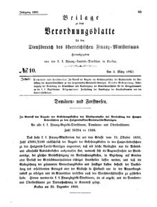 Verordnungsblatt für den Dienstbereich des K.K. Finanzministeriums für die im Reichsrate Vertretenen Königreiche und Länder 18600305 Seite: 1