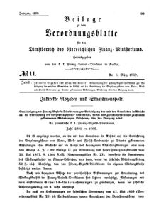 Verordnungsblatt für den Dienstbereich des K.K. Finanzministeriums für die im Reichsrate Vertretenen Königreiche und Länder 18600306 Seite: 1