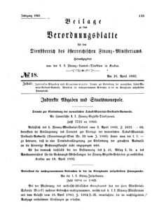 Verordnungsblatt für den Dienstbereich des K.K. Finanzministeriums für die im Reichsrate Vertretenen Königreiche und Länder