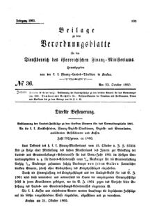 Verordnungsblatt für den Dienstbereich des K.K. Finanzministeriums für die im Reichsrate Vertretenen Königreiche und Länder 18601023 Seite: 1