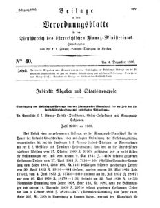 Verordnungsblatt für den Dienstbereich des K.K. Finanzministeriums für die im Reichsrate Vertretenen Königreiche und Länder 18601204 Seite: 1