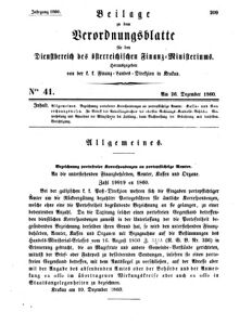 Verordnungsblatt für den Dienstbereich des K.K. Finanzministeriums für die im Reichsrate Vertretenen Königreiche und Länder 18601226 Seite: 1