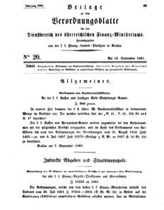 Verordnungsblatt für den Dienstbereich des K.K. Finanzministeriums für die im Reichsrate Vertretenen Königreiche und Länder 18610916 Seite: 1