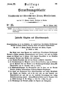 Verordnungsblatt für den Dienstbereich des K.K. Finanzministeriums für die im Reichsrate Vertretenen Königreiche und Länder 18611019 Seite: 1