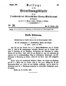 Verordnungsblatt für den Dienstbereich des K.K. Finanzministeriums für die im Reichsrate Vertretenen Königreiche und Länder 18611026 Seite: 1