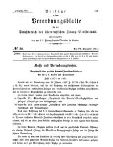 Verordnungsblatt für den Dienstbereich des K.K. Finanzministeriums für die im Reichsrate Vertretenen Königreiche und Länder 18611227 Seite: 1