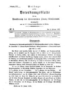 Verordnungsblatt für den Dienstbereich des K.K. Finanzministeriums für die im Reichsrate Vertretenen Königreiche und Länder 18620203 Seite: 1