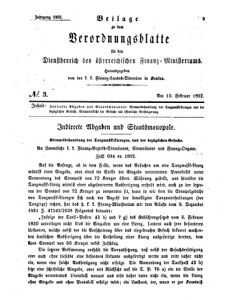 Verordnungsblatt für den Dienstbereich des K.K. Finanzministeriums für die im Reichsrate Vertretenen Königreiche und Länder 18620213 Seite: 1