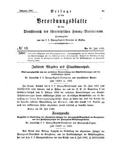 Verordnungsblatt für den Dienstbereich des K.K. Finanzministeriums für die im Reichsrate Vertretenen Königreiche und Länder 18620730 Seite: 1