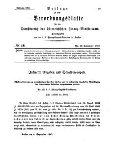 Verordnungsblatt für den Dienstbereich des K.K. Finanzministeriums für die im Reichsrate Vertretenen Königreiche und Länder 18620910 Seite: 1