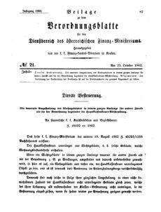 Verordnungsblatt für den Dienstbereich des K.K. Finanzministeriums für die im Reichsrate Vertretenen Königreiche und Länder 18621023 Seite: 1