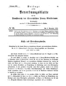 Verordnungsblatt für den Dienstbereich des K.K. Finanzministeriums für die im Reichsrate Vertretenen Königreiche und Länder 18621103 Seite: 1