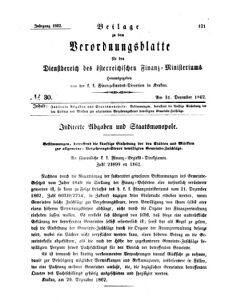 Verordnungsblatt für den Dienstbereich des K.K. Finanzministeriums für die im Reichsrate Vertretenen Königreiche und Länder 18621231 Seite: 1