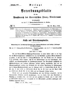 Verordnungsblatt für den Dienstbereich des K.K. Finanzministeriums für die im Reichsrate Vertretenen Königreiche und Länder 18630330 Seite: 1