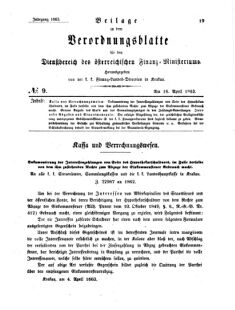 Verordnungsblatt für den Dienstbereich des K.K. Finanzministeriums für die im Reichsrate Vertretenen Königreiche und Länder 18630416 Seite: 1