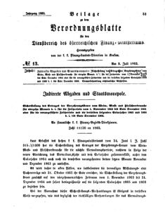 Verordnungsblatt für den Dienstbereich des K.K. Finanzministeriums für die im Reichsrate Vertretenen Königreiche und Länder 18630705 Seite: 1