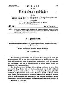 Verordnungsblatt für den Dienstbereich des K.K. Finanzministeriums für die im Reichsrate Vertretenen Königreiche und Länder