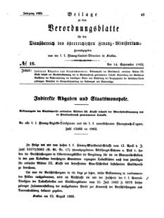 Verordnungsblatt für den Dienstbereich des K.K. Finanzministeriums für die im Reichsrate Vertretenen Königreiche und Länder 18630914 Seite: 1