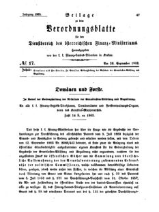 Verordnungsblatt für den Dienstbereich des K.K. Finanzministeriums für die im Reichsrate Vertretenen Königreiche und Länder 18630926 Seite: 1