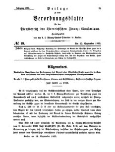 Verordnungsblatt für den Dienstbereich des K.K. Finanzministeriums für die im Reichsrate Vertretenen Königreiche und Länder 18630930 Seite: 1