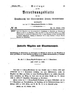 Verordnungsblatt für den Dienstbereich des K.K. Finanzministeriums für die im Reichsrate Vertretenen Königreiche und Länder 18631016 Seite: 1