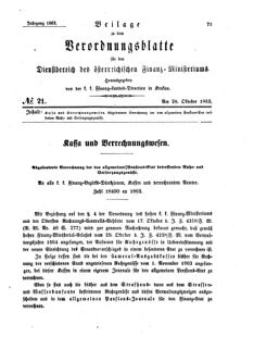 Verordnungsblatt für den Dienstbereich des K.K. Finanzministeriums für die im Reichsrate Vertretenen Königreiche und Länder 18631028 Seite: 1