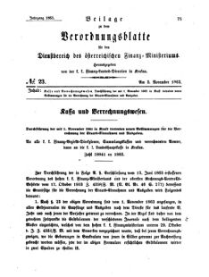 Verordnungsblatt für den Dienstbereich des K.K. Finanzministeriums für die im Reichsrate Vertretenen Königreiche und Länder 18631103 Seite: 1