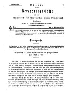 Verordnungsblatt für den Dienstbereich des K.K. Finanzministeriums für die im Reichsrate Vertretenen Königreiche und Länder 18631106 Seite: 1