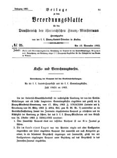 Verordnungsblatt für den Dienstbereich des K.K. Finanzministeriums für die im Reichsrate Vertretenen Königreiche und Länder 18631119 Seite: 1