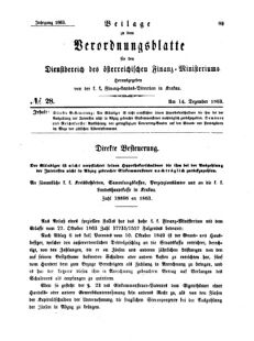 Verordnungsblatt für den Dienstbereich des K.K. Finanzministeriums für die im Reichsrate Vertretenen Königreiche und Länder 18631214 Seite: 1