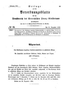 Verordnungsblatt für den Dienstbereich des K.K. Finanzministeriums für die im Reichsrate Vertretenen Königreiche und Länder 18631231 Seite: 1