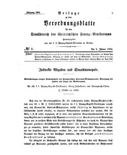 Verordnungsblatt für den Dienstbereich des K.K. Finanzministeriums für die im Reichsrate Vertretenen Königreiche und Länder 18640106 Seite: 1