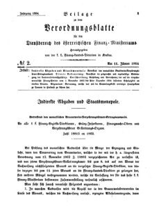 Verordnungsblatt für den Dienstbereich des K.K. Finanzministeriums für die im Reichsrate Vertretenen Königreiche und Länder 18640111 Seite: 1