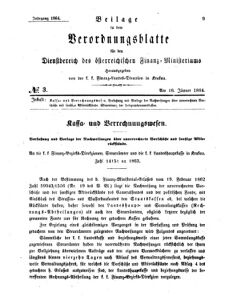 Verordnungsblatt für den Dienstbereich des K.K. Finanzministeriums für die im Reichsrate Vertretenen Königreiche und Länder 18640116 Seite: 1