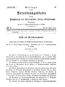 Verordnungsblatt für den Dienstbereich des K.K. Finanzministeriums für die im Reichsrate Vertretenen Königreiche und Länder 18640130 Seite: 1