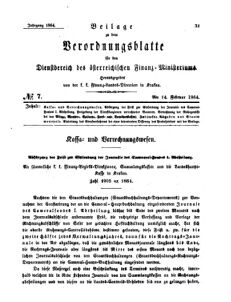 Verordnungsblatt für den Dienstbereich des K.K. Finanzministeriums für die im Reichsrate Vertretenen Königreiche und Länder 18640214 Seite: 1