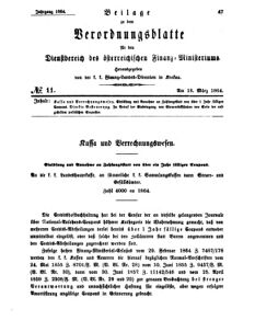 Verordnungsblatt für den Dienstbereich des K.K. Finanzministeriums für die im Reichsrate Vertretenen Königreiche und Länder 18640318 Seite: 1