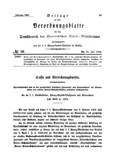 Verordnungsblatt für den Dienstbereich des K.K. Finanzministeriums für die im Reichsrate Vertretenen Königreiche und Länder 18640718 Seite: 1