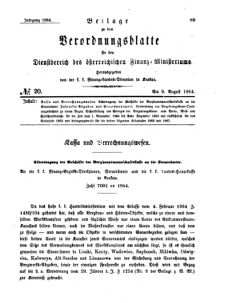 Verordnungsblatt für den Dienstbereich des K.K. Finanzministeriums für die im Reichsrate Vertretenen Königreiche und Länder 18640809 Seite: 1