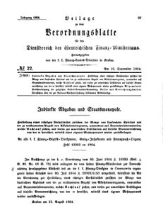 Verordnungsblatt für den Dienstbereich des K.K. Finanzministeriums für die im Reichsrate Vertretenen Königreiche und Länder 18640919 Seite: 1