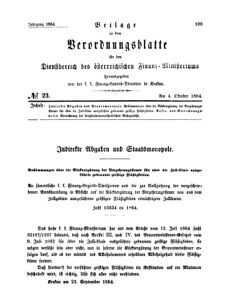 Verordnungsblatt für den Dienstbereich des K.K. Finanzministeriums für die im Reichsrate Vertretenen Königreiche und Länder 18641004 Seite: 1