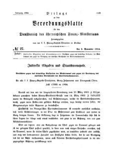 Verordnungsblatt für den Dienstbereich des K.K. Finanzministeriums für die im Reichsrate Vertretenen Königreiche und Länder 18641103 Seite: 1