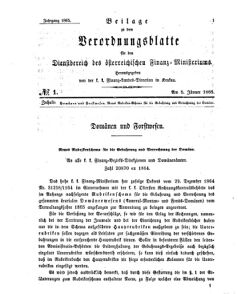 Verordnungsblatt für den Dienstbereich des K.K. Finanzministeriums für die im Reichsrate Vertretenen Königreiche und Länder 18650105 Seite: 1