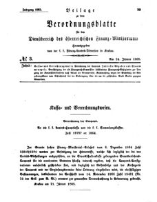 Verordnungsblatt für den Dienstbereich des K.K. Finanzministeriums für die im Reichsrate Vertretenen Königreiche und Länder 18650124 Seite: 1