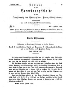 Verordnungsblatt für den Dienstbereich des K.K. Finanzministeriums für die im Reichsrate Vertretenen Königreiche und Länder 18650204 Seite: 1